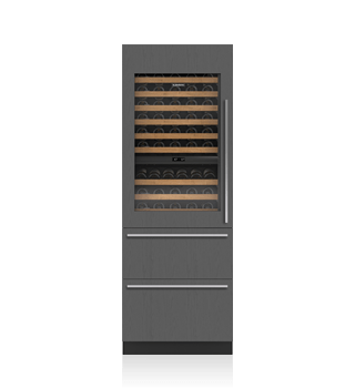 DET3050WRA/L : Sub Zero  30" Designer Wine Storage With Refrigerator Drawers - Panel Ready