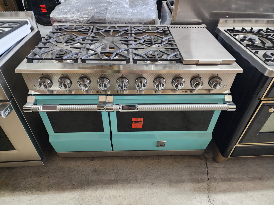 Featured Find: Hestan 48" Dual Fuel Range in Bora Bora. Model KRD485GD-NG-TQ