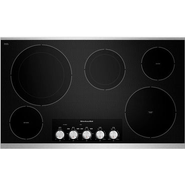 KitchenAid 36 in. Ceramic Glass Electric Cooktop in Stainless Steel KECC664BSS