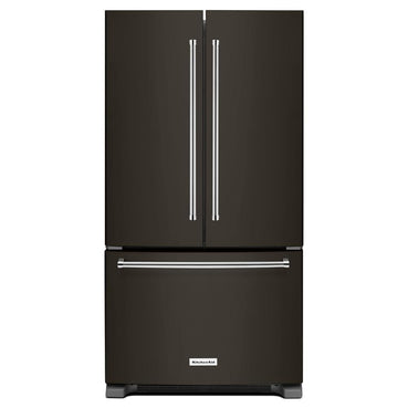 KitchenAid 36 in. W 25.2 cu. ft. French Door Refrigerator in Black Stainless KRFF305EBS