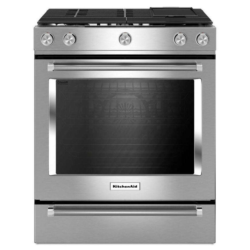 KitchenAid 30 in. 7.1 cu. ft. Slide-In Dual Fuel Range with True Convection Oven KSDB900ESS