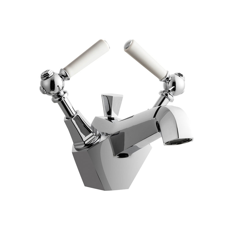 Waldorf White Lever Monoblock Lavatory Faucet