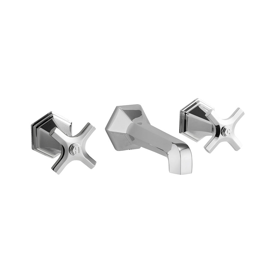 Waldorf Crosshead Wall Mounted Widespread Lavatory Faucet Trim