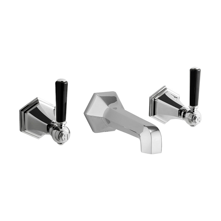 Waldorf Black Lever Wall Mounted Widespread Lavatory Faucet Trim
