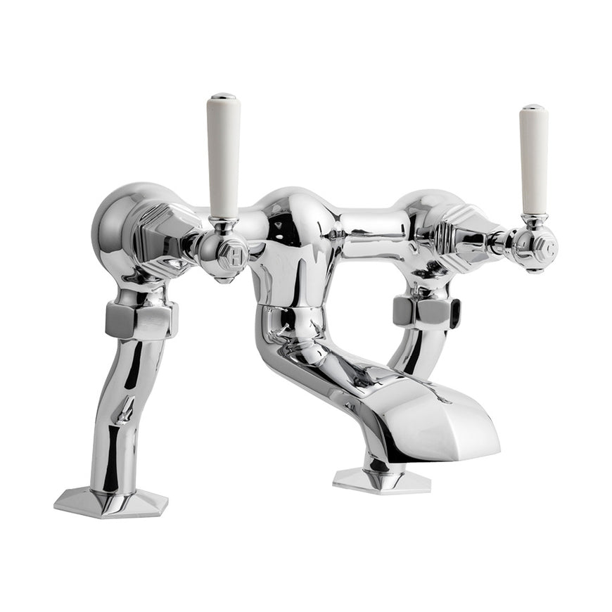 Waldorf White Lever Exposed Two Handle Tub Faucet
