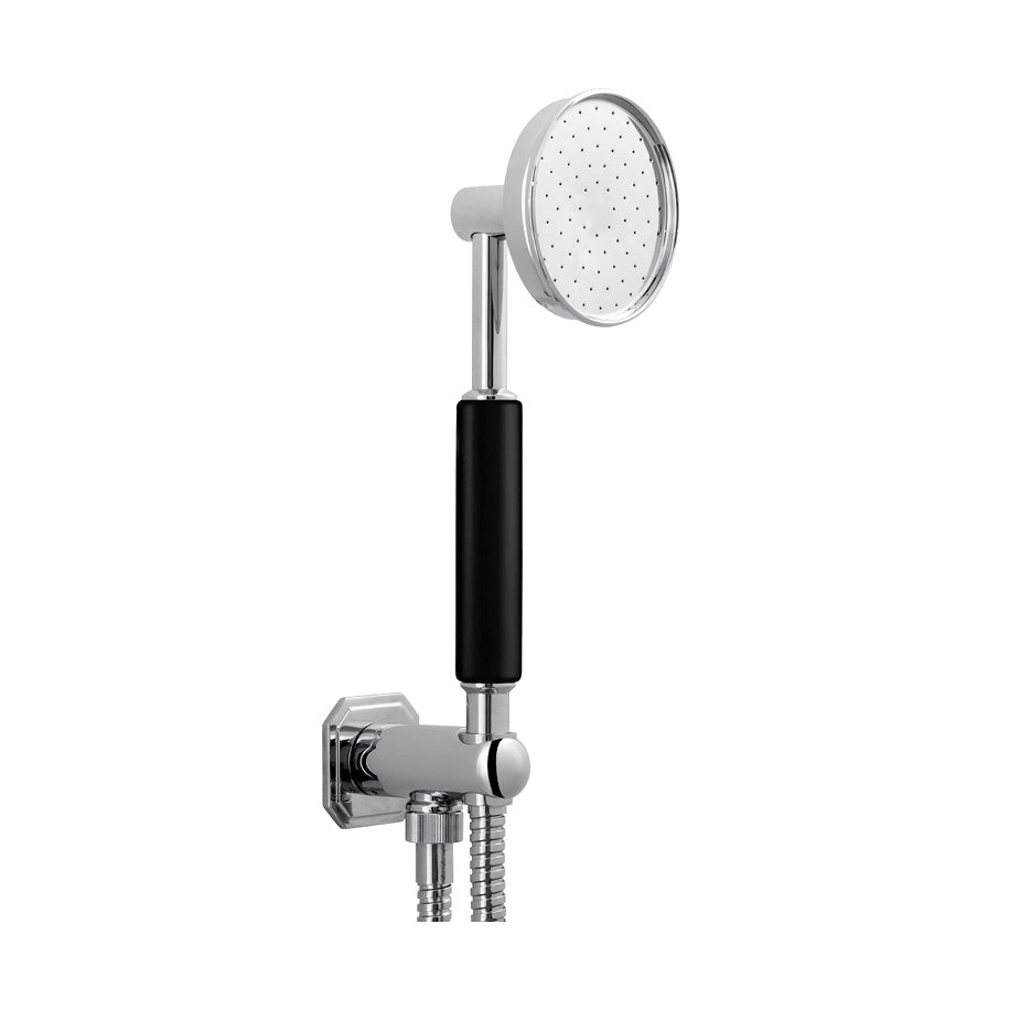 Waldorf Black Metallic Handshower Set with Hexagonal Outlet & Bracket