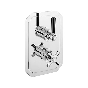 Waldorf Black Lever 1500 Thermostatic Trim with Integrated Volume Control/Diverter for Independent 2 Outlet Use