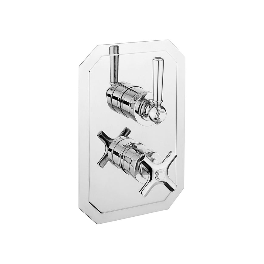 Waldorf White Lever 1500 Thermostatic Trim with Integrated Volume Control/Diverter for Independent 2 Outlet Use