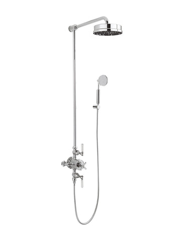 Waldorf Black Lever Exposed Thermostatic Shower Set with 8” Rain Head & Handset on Hook