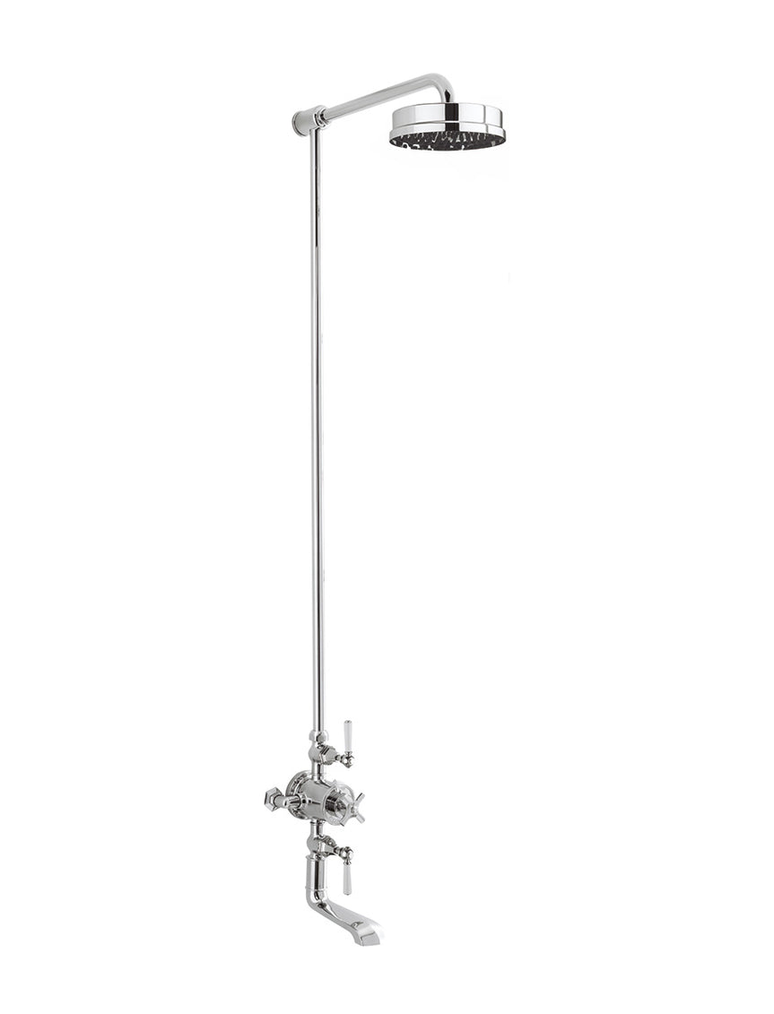Waldorf Metal Lever Exposed Thermostatic Shower Set with 8” Rain Head & Tub Spout
