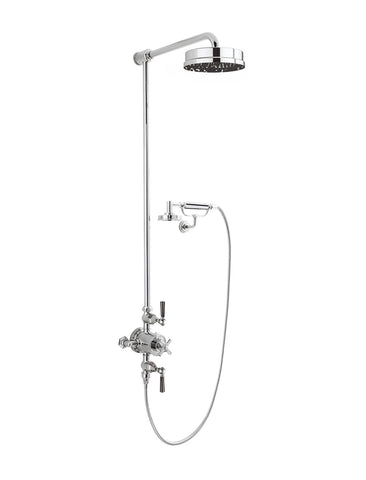 Waldorf Black Lever Exposed Thermostatic Shower Set with 8” Rain Head & Handset on Cradle