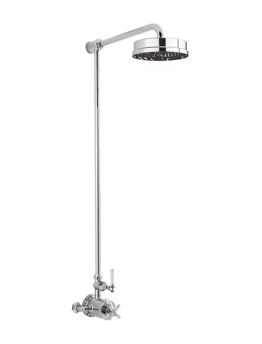 Waldorf White Lever Exposed Thermostatic Shower Set with 8” Rain Head