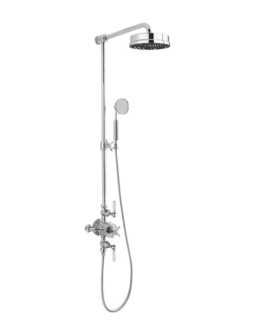 Waldorf Metal Lever Thermostatic Shower Set with 8” Rain Head & Handset on Slider