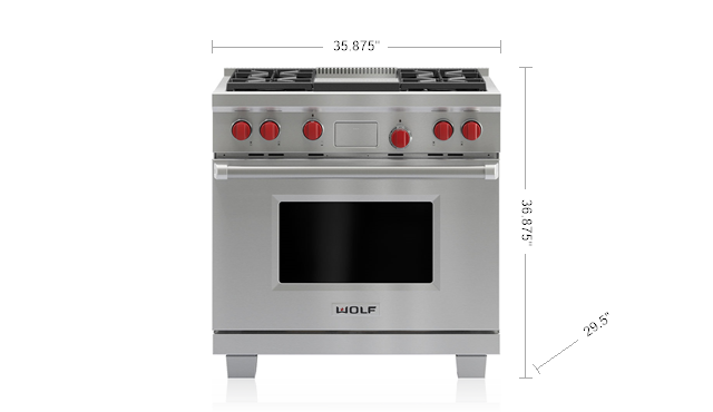 WOLF 36" DUAL FUEL RANGE - 4 BURNERS AND INFRARED GRIDDLE