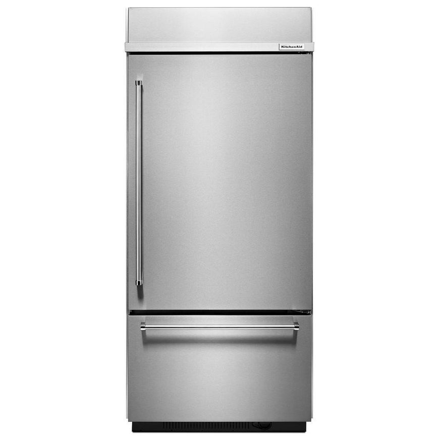 KITCHENAID KBBR306ESS 20.9 Cu. Ft. 36" Width Built-In Stainless Bottom Mount Refrigerator