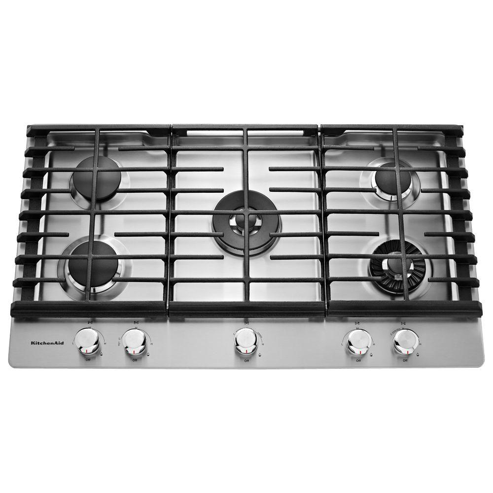 KITCHENAID KCGS956ESS 36'' 5-Burner Gas Cooktop with Griddle